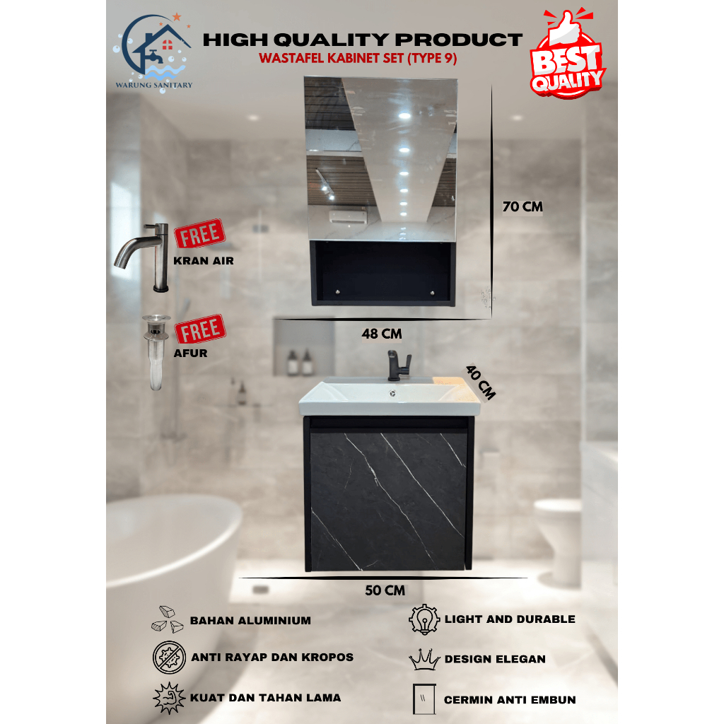 WASTAFEL SET KAMAR MANDI / PAKET WASTAFEL KOMPLIT KAMAR MANDI TOILET MURAH MERIAH TYPE 9