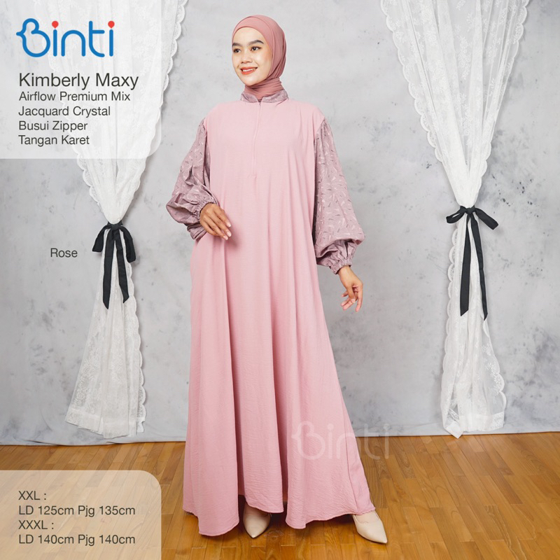 Gamis Airflow Premium mix Jacquard Cristal Busui Zyper by Binti Tangan karet