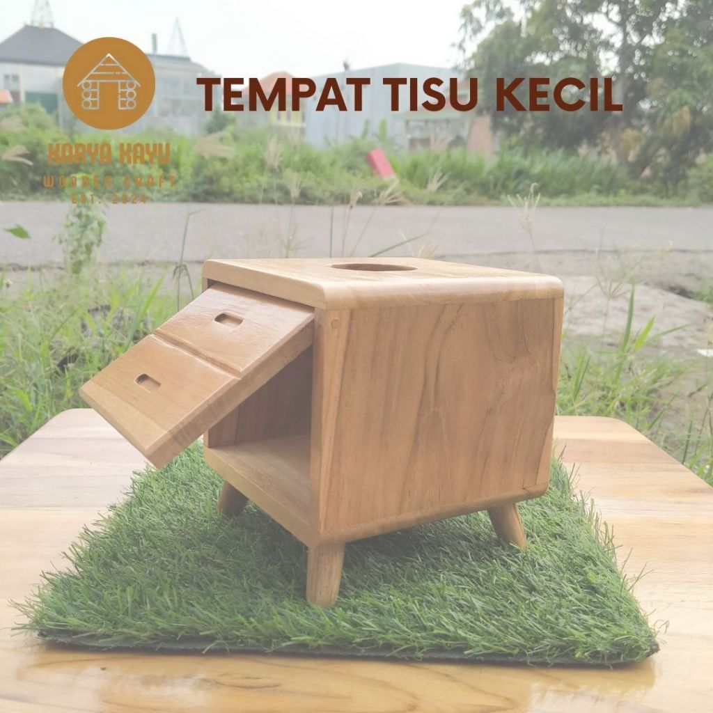 Tempat tisu kayu jati tempat tisu estetik KK01