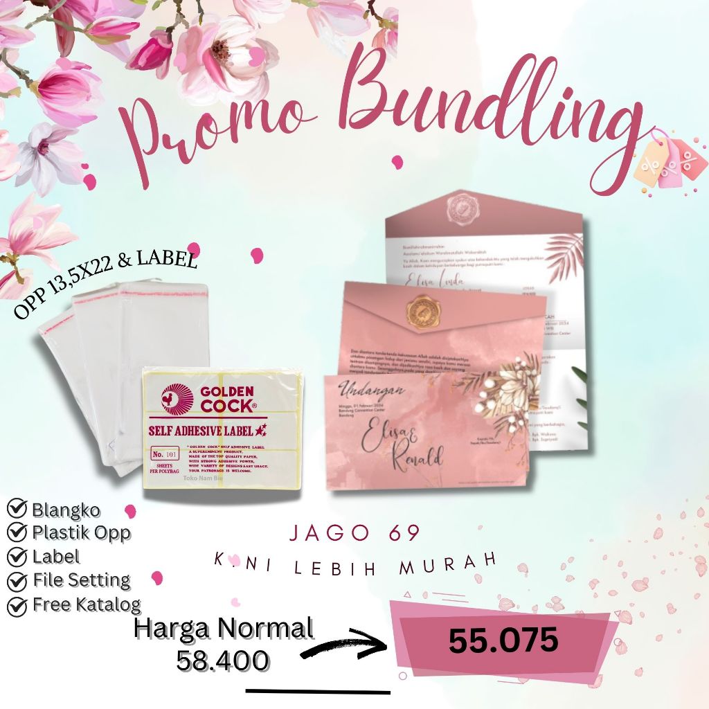 Paket Lengkap Jago 69 Opp Label|Kertas Kosong Murah|Blangko Undangan Murah|Blangko Undangan |Blangko