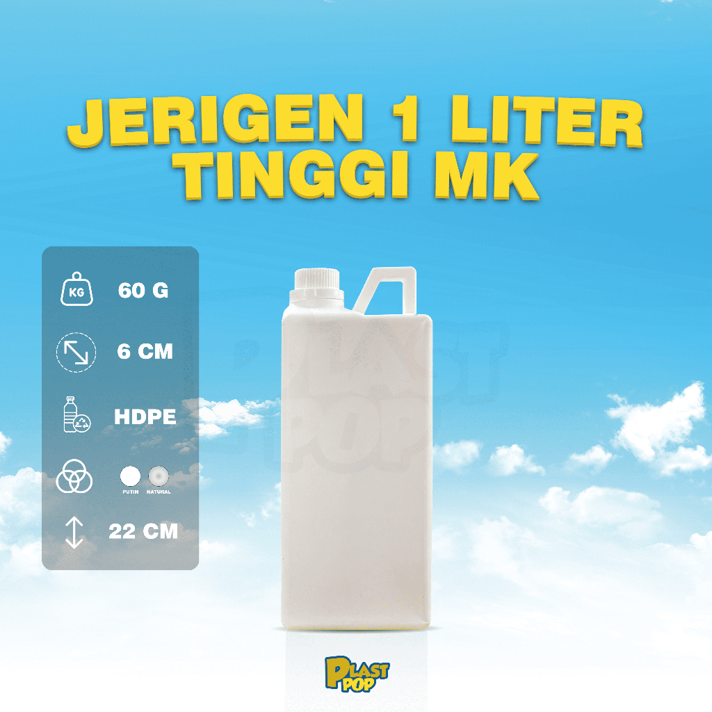 Cargo ( 1KANTONG = 48pcs ) Jerigen 1 Liter Tinggi Segel Mulut Kecil / 1 Liter Segel MK / 1000ml HDPE