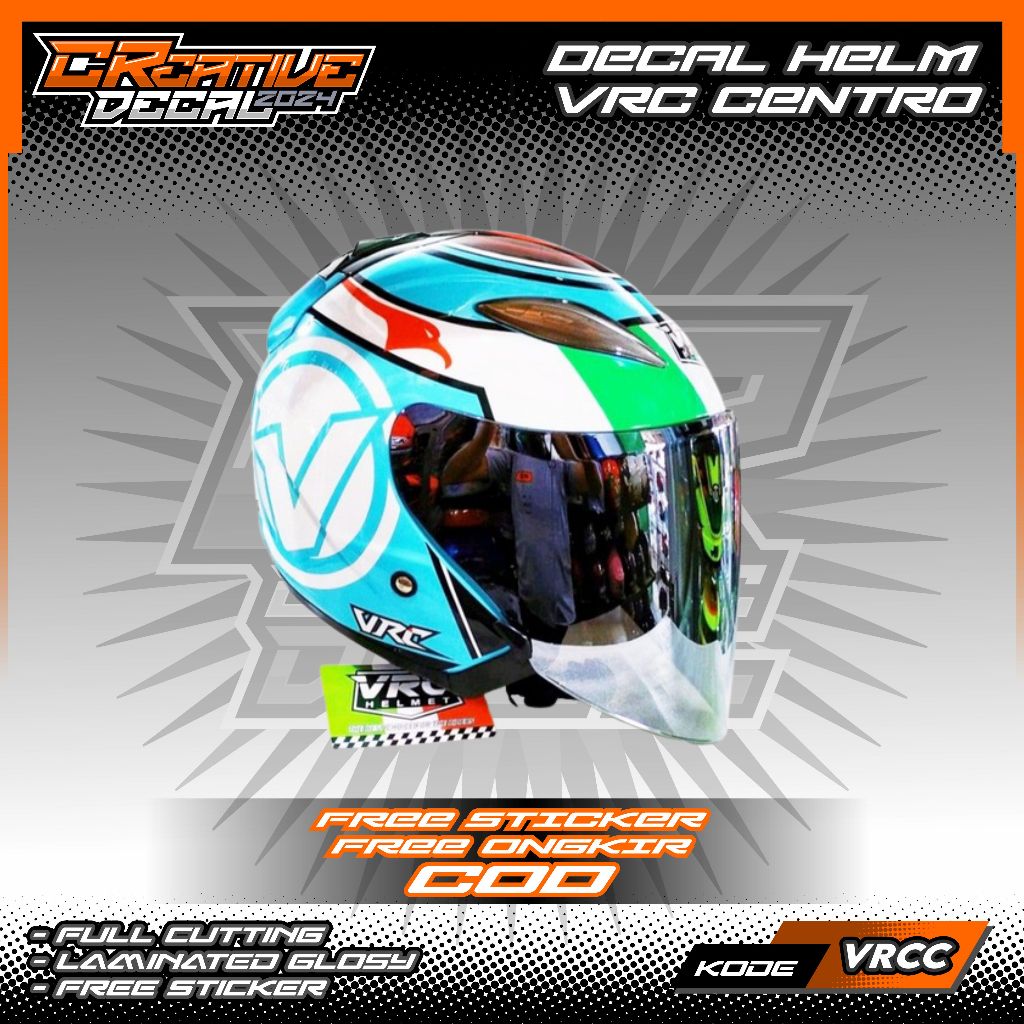 STIKER DECAL HELM VRC CENTRO HALF FACE | DECAL HELM | DECAL STIKER