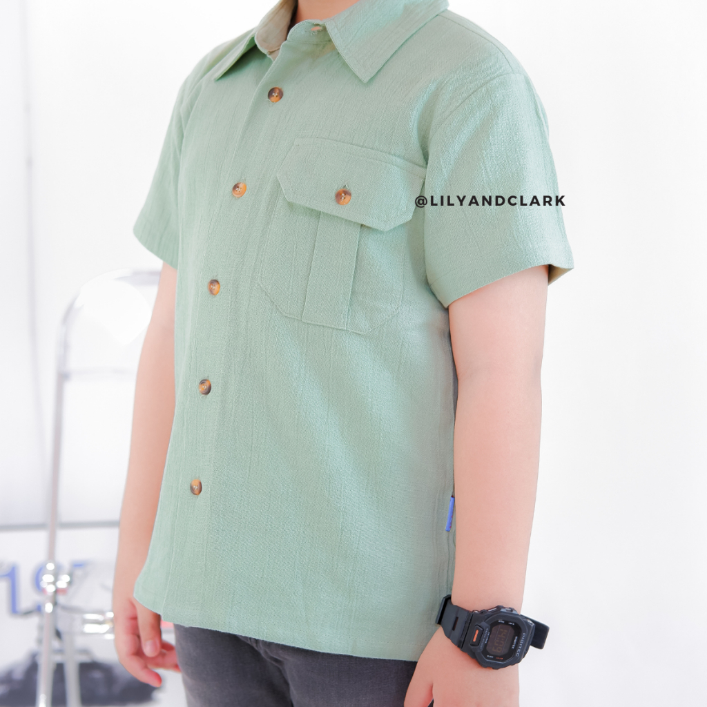 LILY AND CLARK Kemeja Pendek anak Linen Crinkle KLK01
