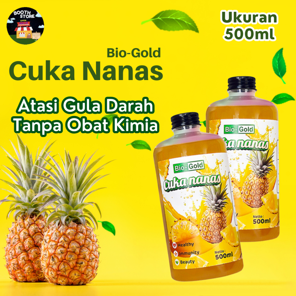 

| PAKET 2 BOTOL | Cuka Nanas 100% Bio Gold 500ml Membantu Menurunkan Kadar Gula Darah Dalam Tubuh