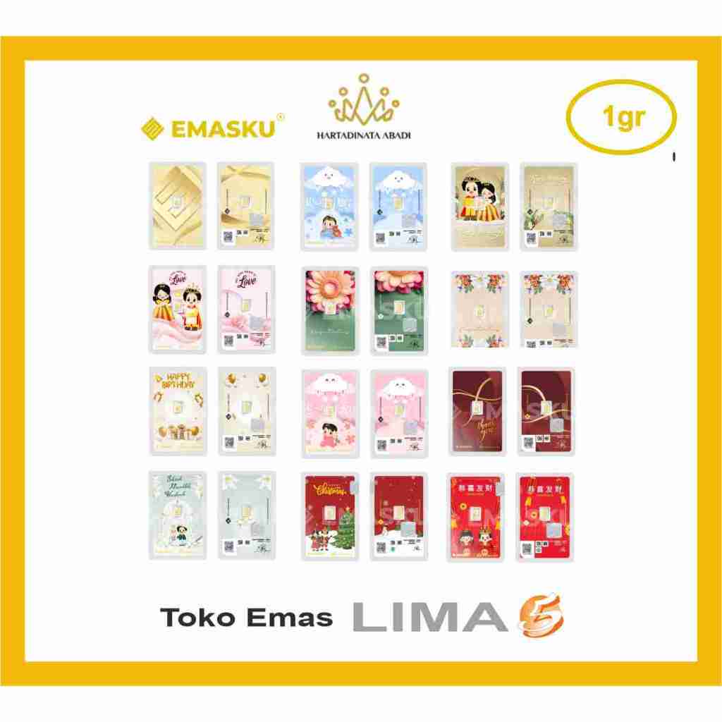 Logam Mulia Emas 1 gram 24k 99.99 EmasKu Hartadinata By Toko Emas Lima