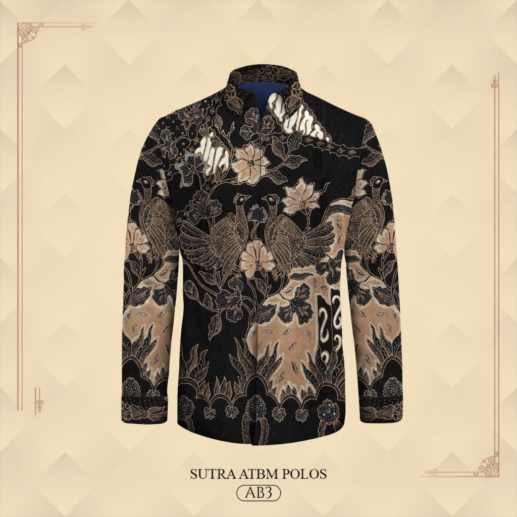 Kemeja pria lengan panjang formal pola batik tulis bahan atbm sutera premium baju batik tulis polos 