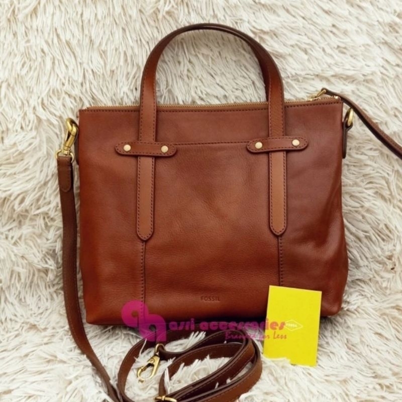 Preloved DEFECTS Authentic F*ssil Felicity Satchel Crossbody Sling Bag Leather Brown Coklat