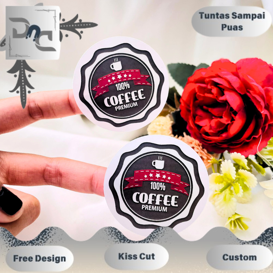 

2-4 Cetak LabeL Minuman Murah Tema Kopi Stiker Produk Kemasan Botol Cup Coffe Free Desain Coffee