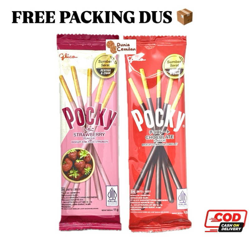 

[TERMURAH!!] Glico Pocky Sachet Single 12gr SATUAN - Biskuit Stik Coklat/Strawberry