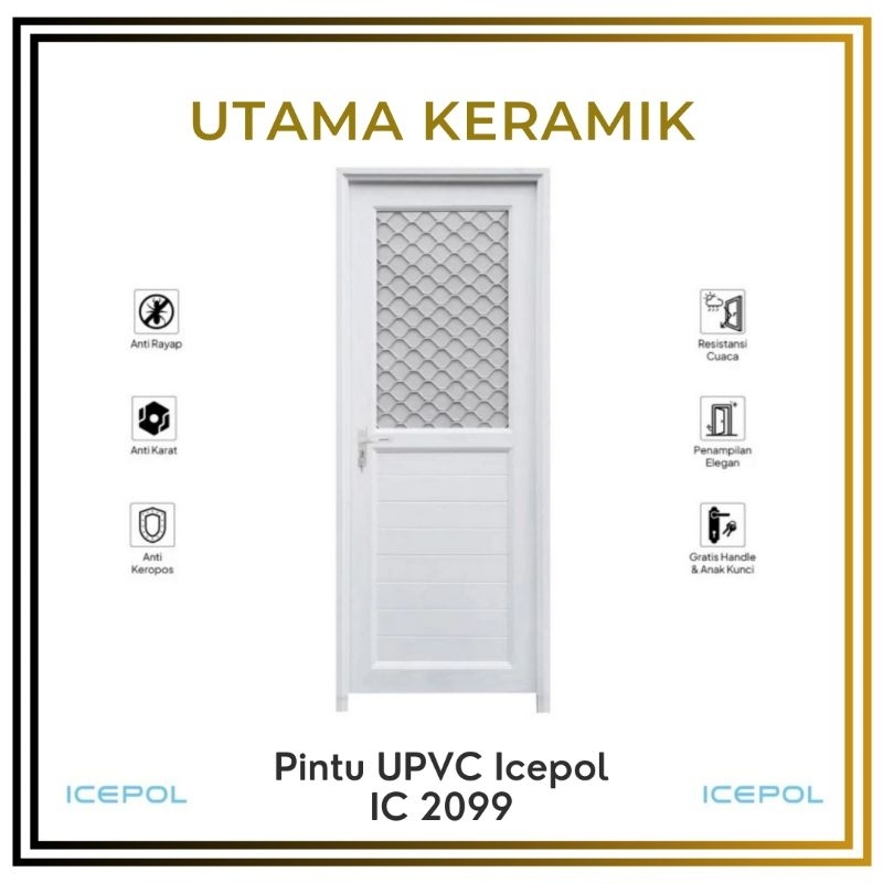 Pintu UPVC Icepol 80x200 IC 2099 Putih