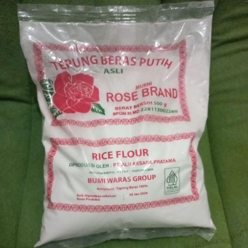 

Tepung beras putih asli rose brand 500 gram