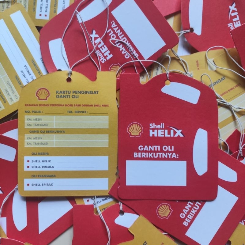 

Kertas Label Gantungan Kartu Ganti Oli Shell Motor Mobil