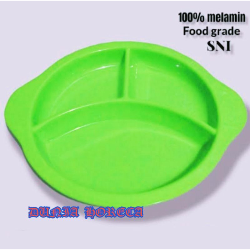 piring makan melamin sekat 3 singasingi