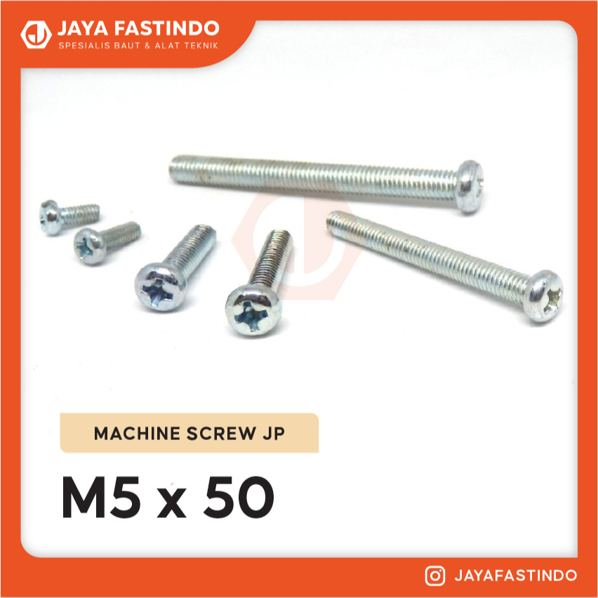 BAUT JP M5X50 / MACHINE SCREW M5X50 / BAUT PAN HEAD 5x50 KEPALA OBENG (+)