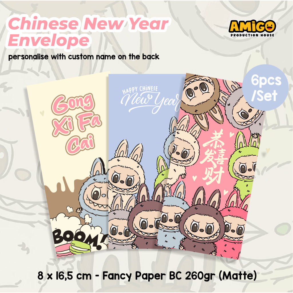 

AMPLOP Angpao Snake Labubu Tahun 2025 IMLEK Chinese New Year CNY Angpao Amplop Popmart