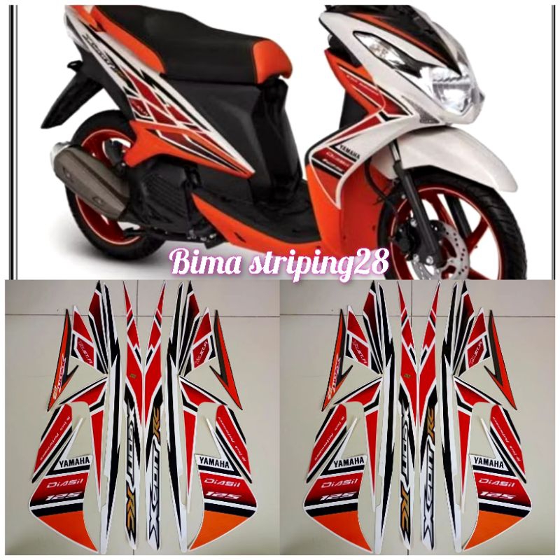 STIKER STRIPING LIST BODY MOTOR FULL SET YAMAHA XEON RC 125 2013 PUTIH ORANGE
