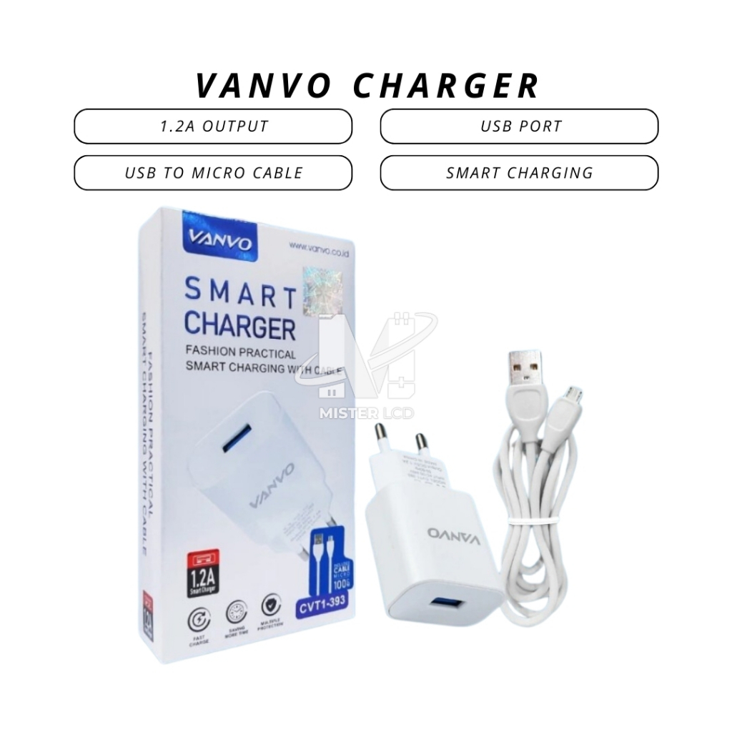 CHARGER MICRO USB VANVO CVT1-393 1 PORT USB