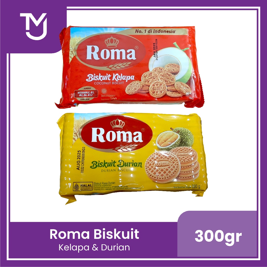 

ROMA Biskuit Kelapa / Durian 300gr - Coconut Durian Biscuit