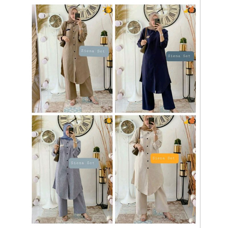 Stelan Celana Tunik Kekinian Mewah | Siena Set Celana Kekinian Viral