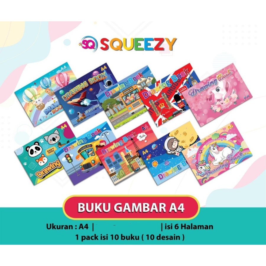 

1 PAK / 10 Buku Gambar Squeezy A4 BG-SQA4206 6lbr