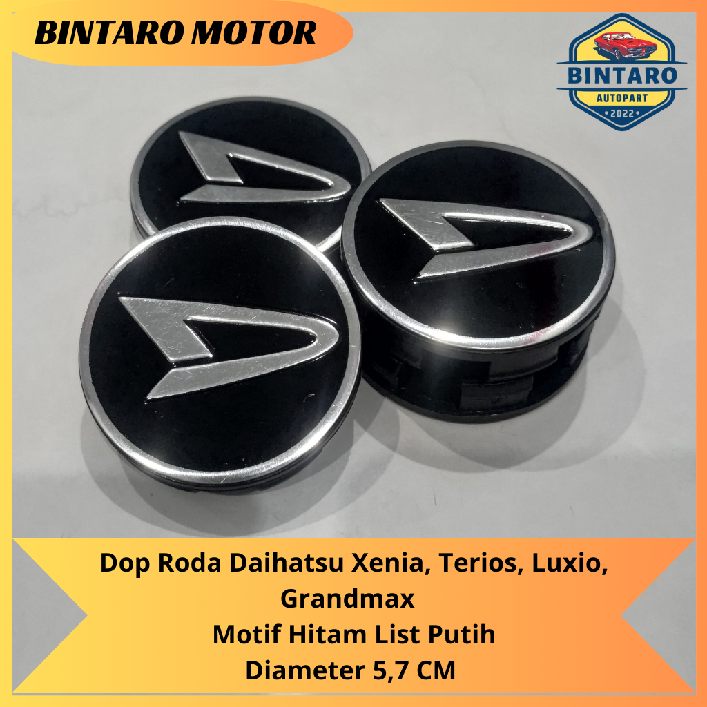 Dop Roda atau Tutup Velg Daihatsu Xenia, Luxio, Grandmax, Terios Hitam List Putih
