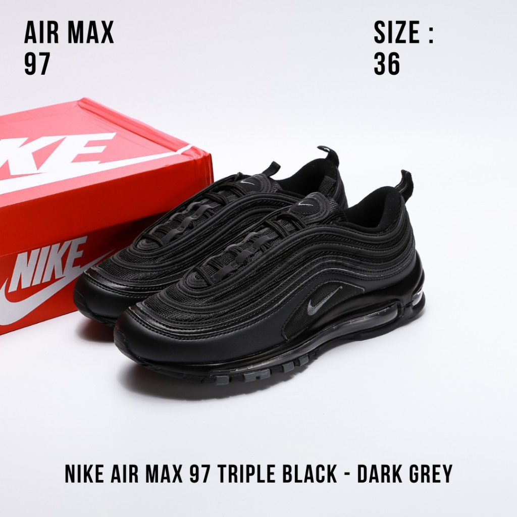 READY STOCK SIZE 36 - Nike Air Max 97 Triple Black - Dark Grey (Airmax) BNIB ORIGINAL MATERIAL