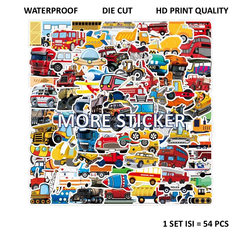 

ISI 50 PCS STICKER PACK EDUKASI MOTIF KENDARAAN BERAT TRANSPORTASI PEMADAM FIRE TRUCK BIS SEKOLAH SCHOOL BUS PVC VINYL WATERPROOF UKURAN 4-5CM HP LAPTOP KOPER HELM MOTOR