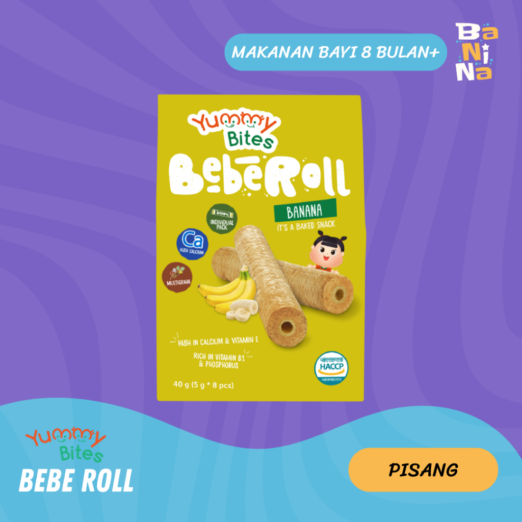 Yummy Bites Beberoll Rasa Pisang 40g Snack Bayi Usia 8+ Bulan