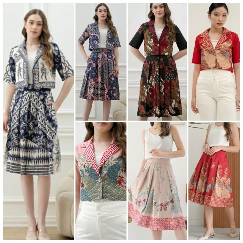 Blazer Crop Batik Modern/OuterBatikWanita 316/Rok Batik wanita/Setelan Batik