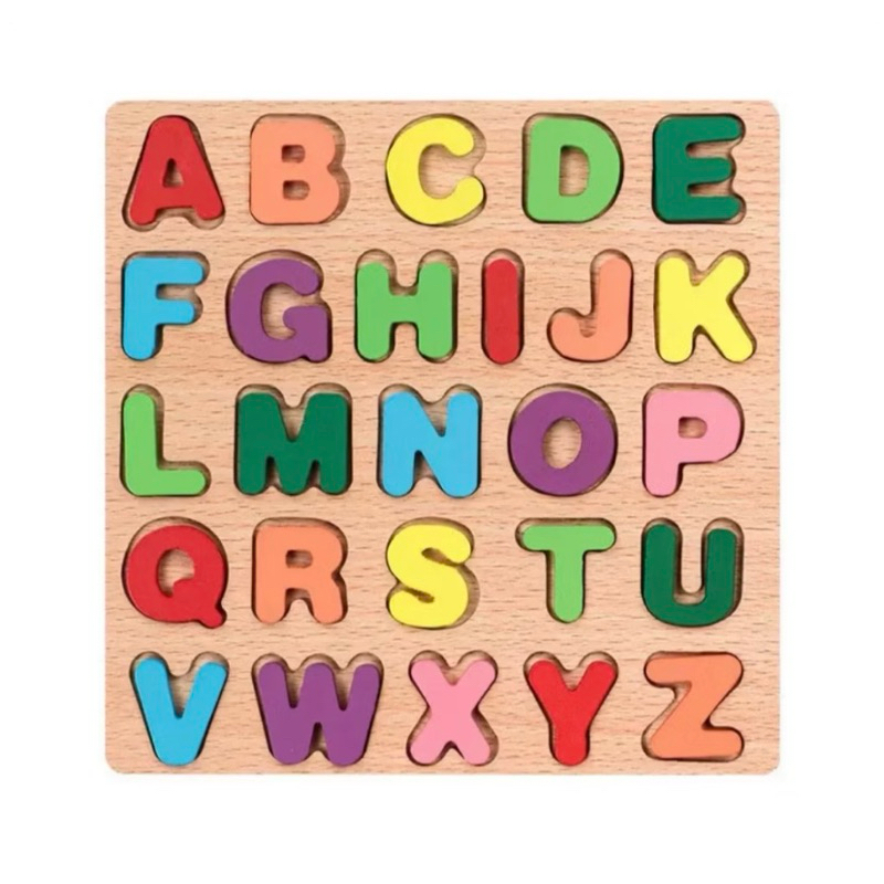 puzzle kayu huruf abjad | huruf | bentuk