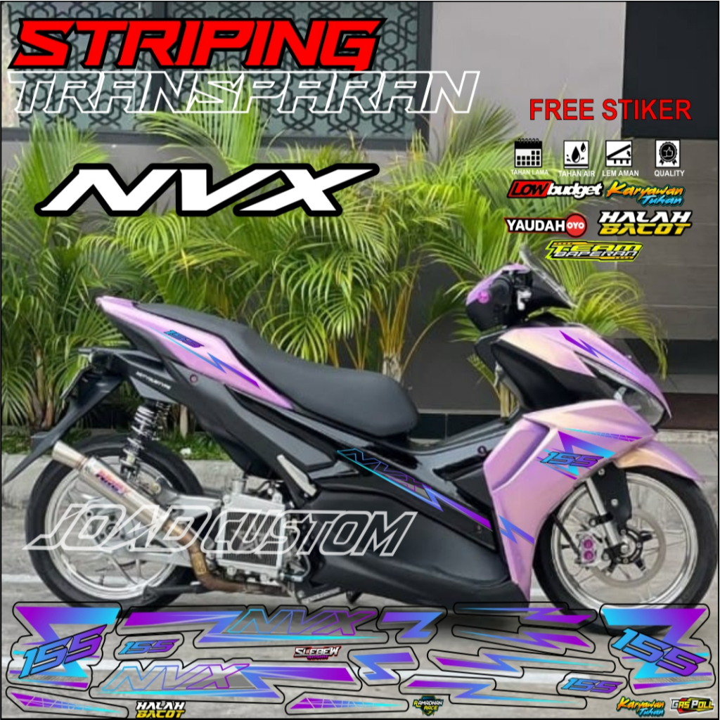 striping aerox nvx variasi warna stiker transparan aerox nvx