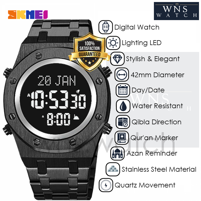 [LIMITED] Jam Tangan Digital Pria Original Muslim Qibla Wristwatch Penunjuk Arah Kiblat Waktu Adzan 