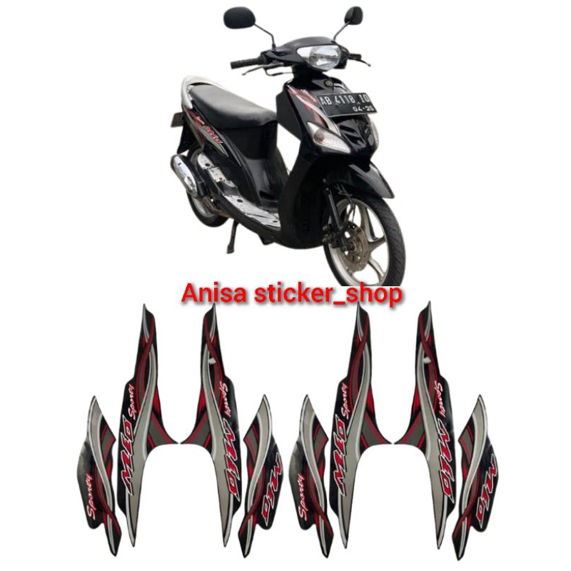 STRIPING STIKER POLET LIS LES BODY MOTOR YAMAHA MIO SPORTY 2005 HITAM FULL BODY BERKUALITAS