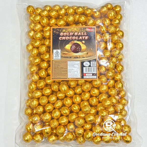 

MR.SIF Cokelat Coklat Bola Emas Gold Golden Chocolate Ball Bola Coklat Emas Kemasan 1Kg