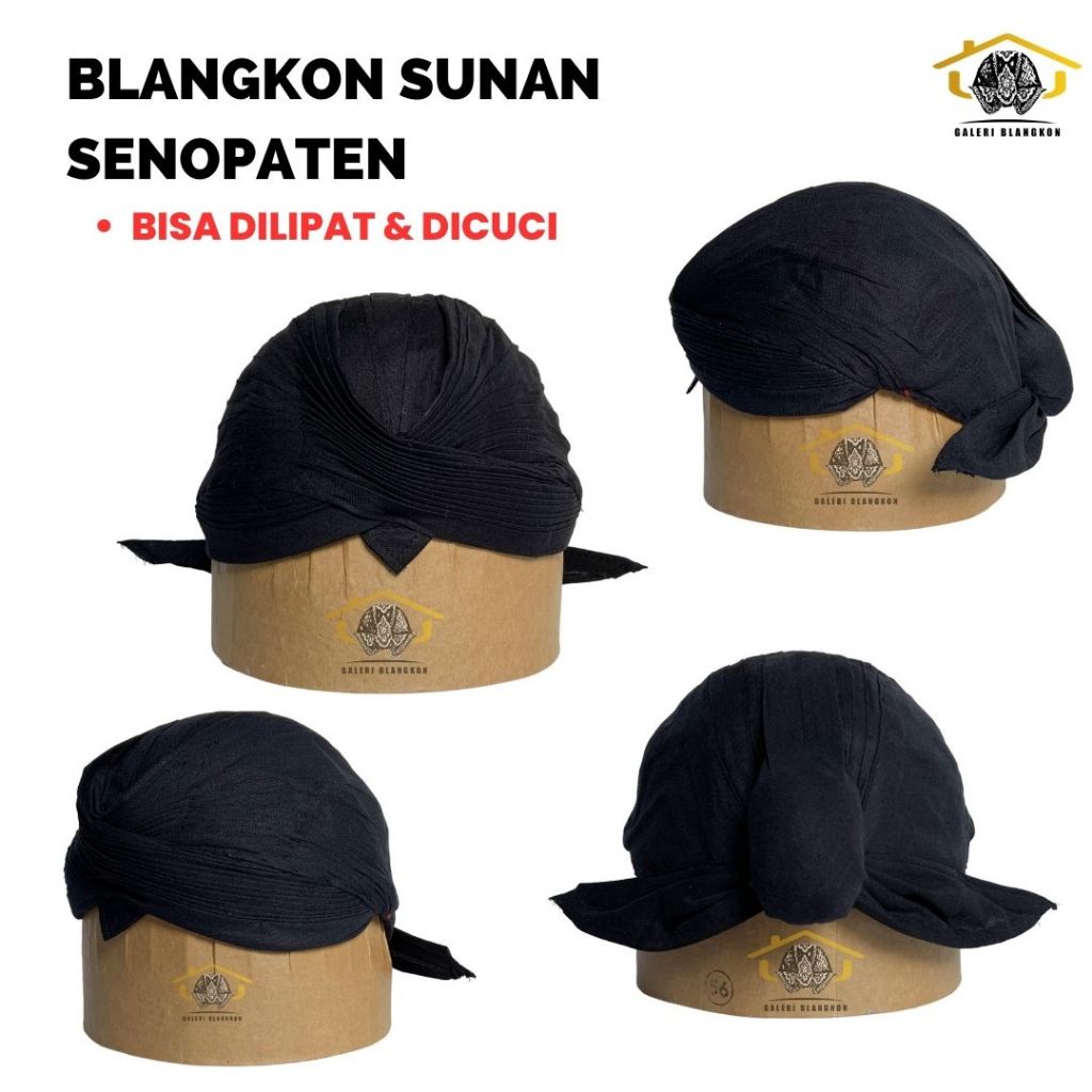 Blangkon Jogja Senopaten Lipat Bisa Dicuci Motif Hitam Polos Aksesoris Pakaian Tradisional Adat Jawa