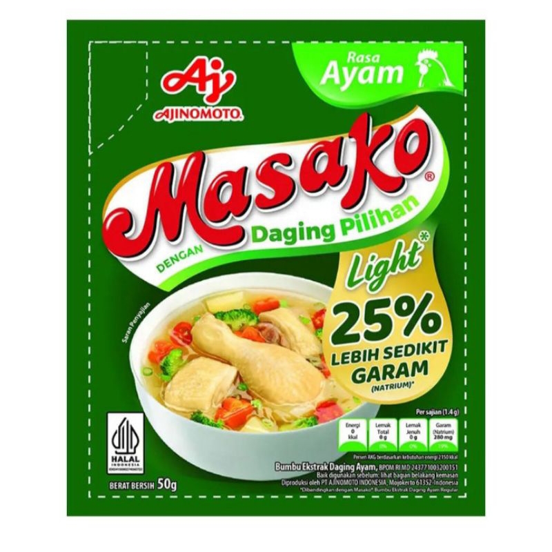 

Masako Light Bumbu Kaldu Penyedap Rasa Ayam 50 g