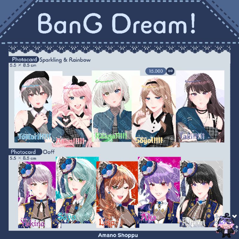 MyGO Roselia Bang dream photocard by @amanogawakoyuki🫐