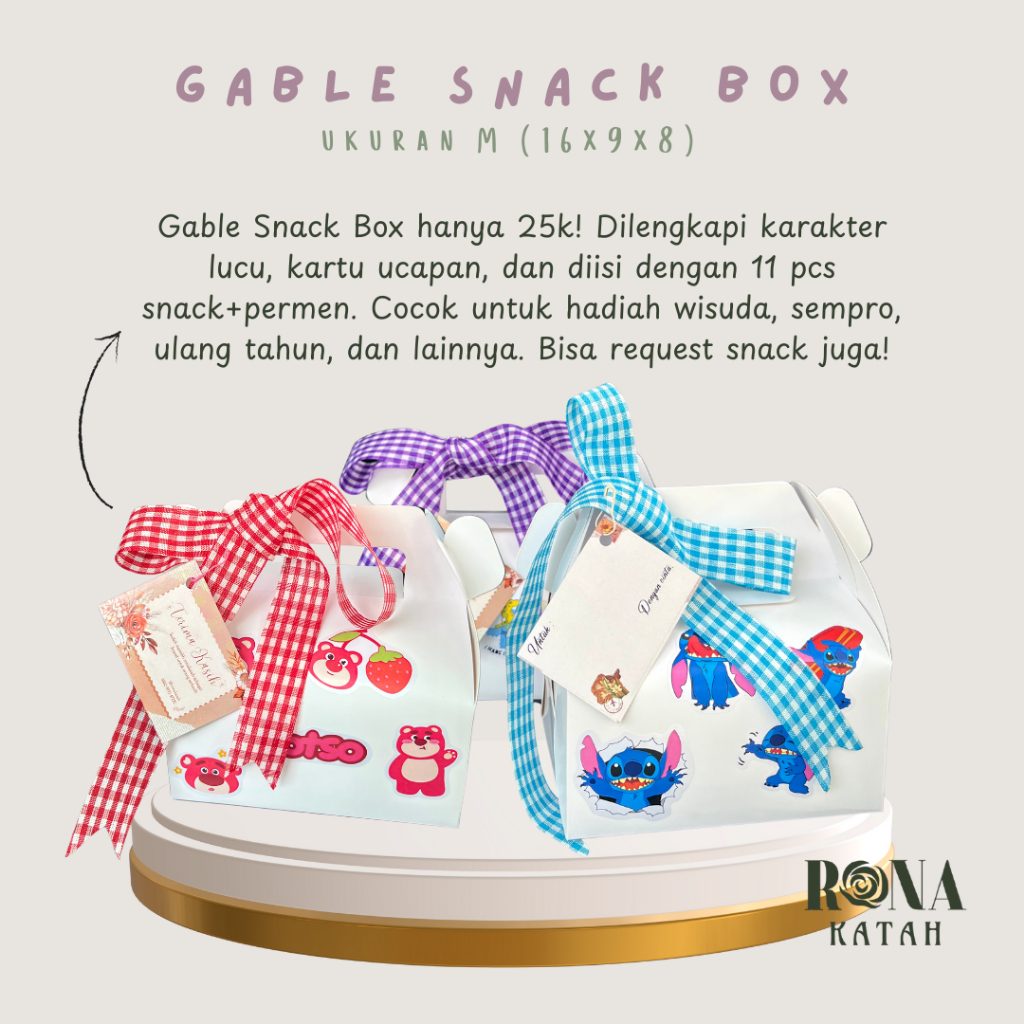

Gable Snack Box Hampers Wisuda Sempro Ulang Tahun Anak RONAKATAH