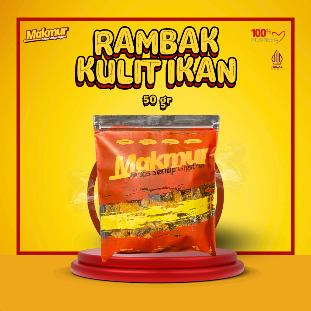 

Makmur Rambak Kulit Ikan Varian Level Pedas - Makanan Ringan