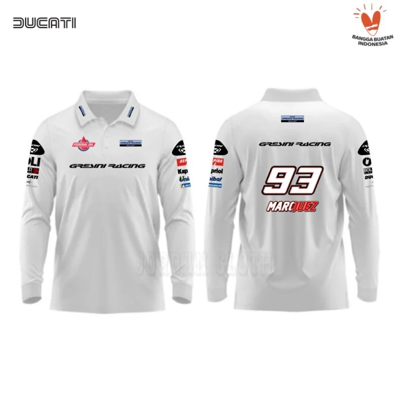 Polo shirt Tshirt Kaos Kerah Lengan Panjang Team Gresini Racing MotoGP Marc Marquez