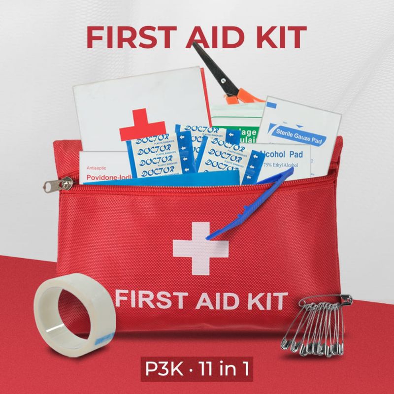 P3k First Aid Kit 11in1 Set Perlengkapan Medical Bag Camping Portable Mobil Lengkap Isi