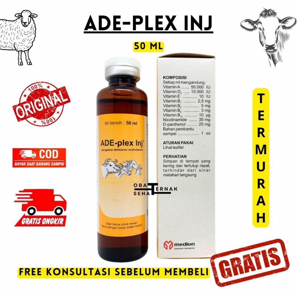 ADE PLEX 50 ML MEDION - Multivitamin Hewan Vitamin ADE dan B Complex Sapi Kambing Domba Ayam Babi