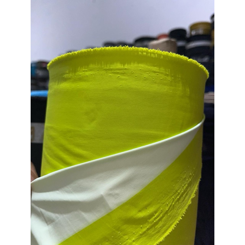 Kain taslan balon waterproof warna hijau stabilo coating putih Bahan jas hujan