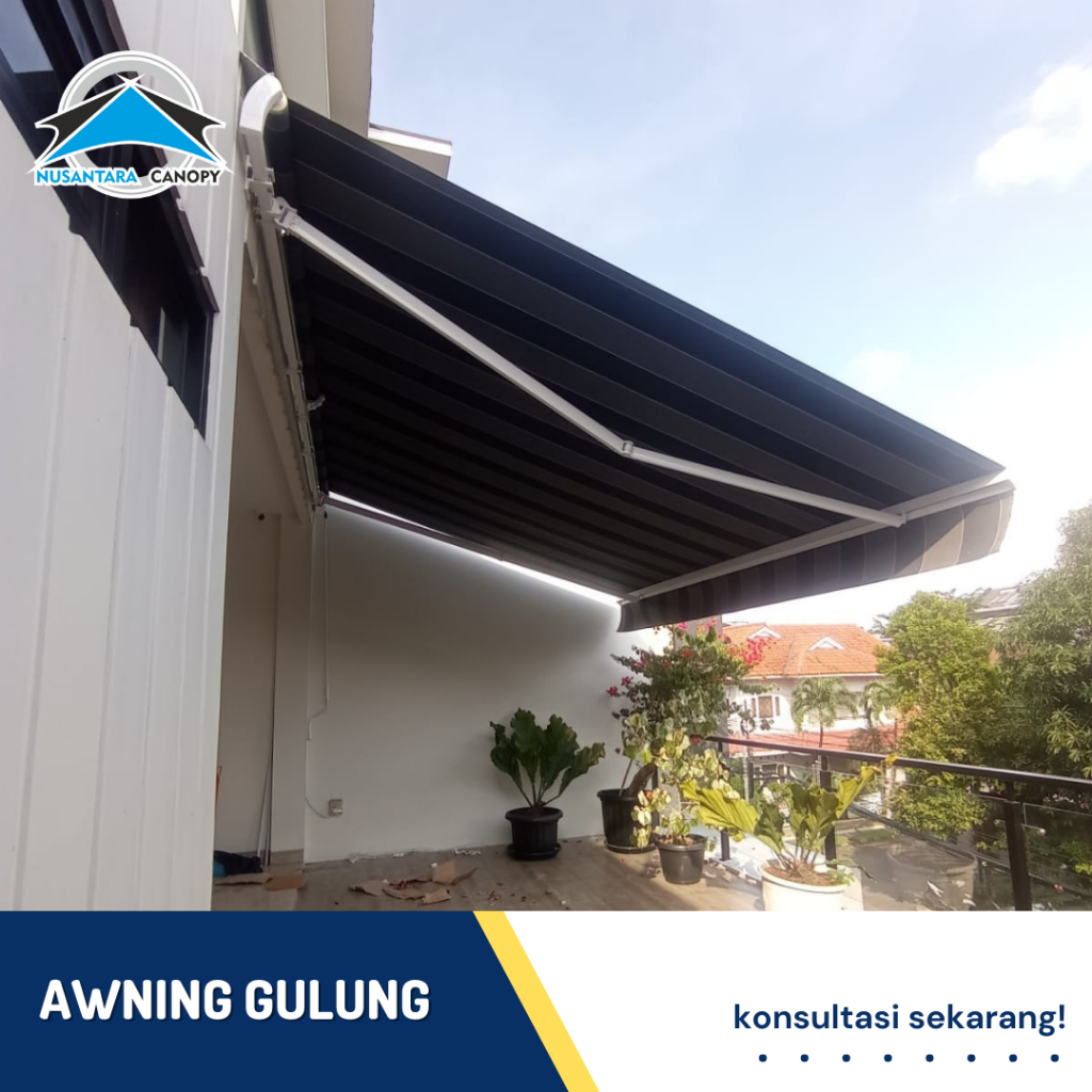 Kanopi lipat awning gulung elektrik dan manual - canopy buka tutup carport jakarta barat