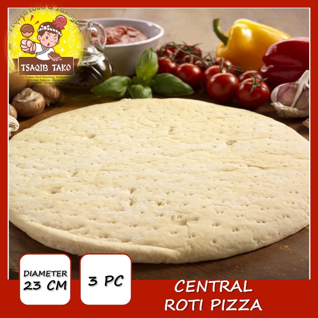 

CENTRAL Base pizza - adonan pizza - pizza base - pizza dough isi 3pc uk 23cm roti pizza