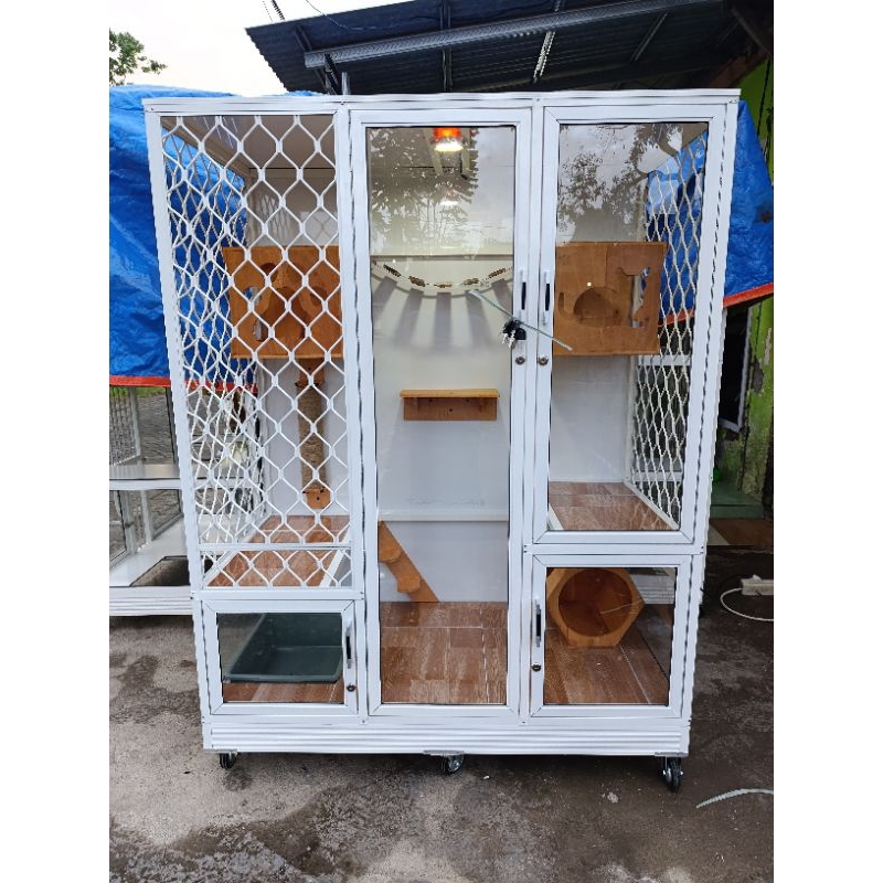 kandang kucing aluminium full cat condo tralis amplimesh dinding ACP