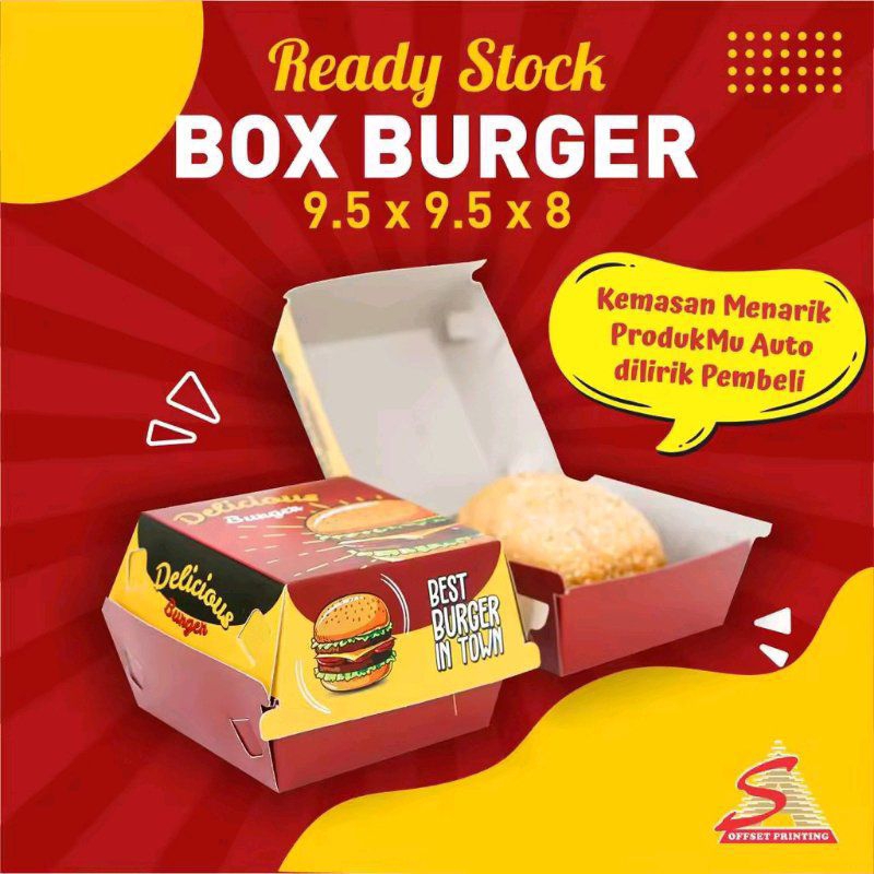 

Dus Burger 10x10x8 cm isi 100 pcs / Dus Burger / Box Burger / Kemasan Burger /Packaging Burger