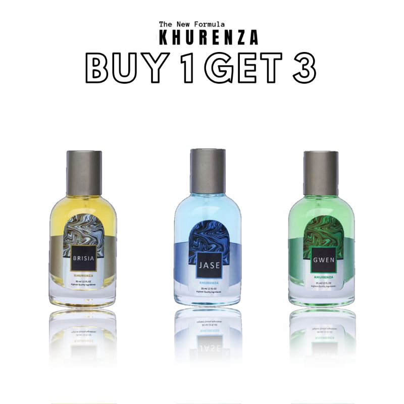 BELI 1 DIKIRIM 3 PARFUME KHURENZA ALL VARIAN (JASE, BRISIA, GWEN, BACARAT, CALANDRA) WANGI
