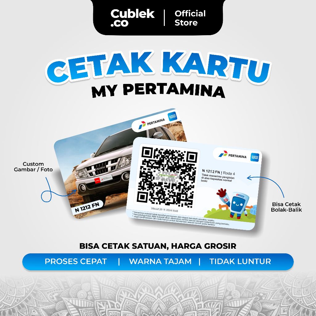 

Cetak Kartu My Pertamina Solar / Pertalite Satuan Tanpa Minimal Order - Langsung Jadi