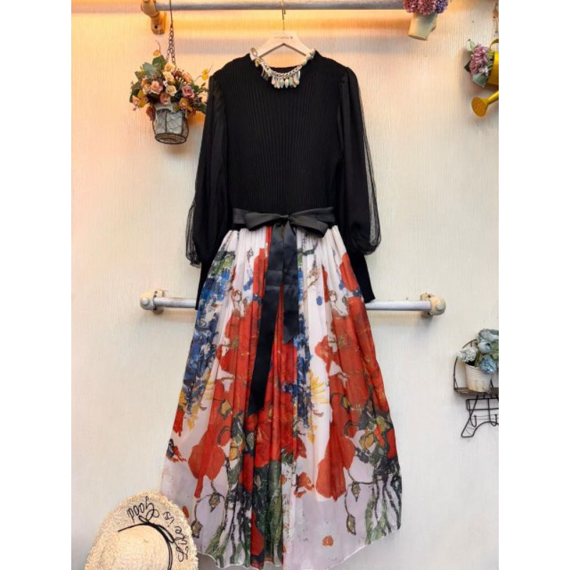 Gamis rajut kombinasi impor